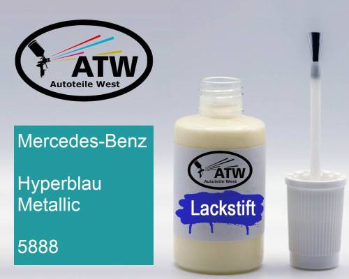 Mercedes-Benz, Hyperblau Metallic, 5888: 20ml Lackstift, von ATW Autoteile West.